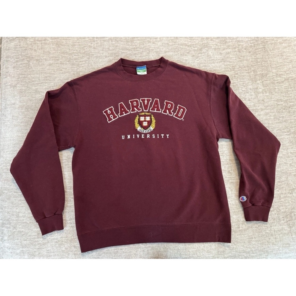 Vintage 90’s Harvard University Champion Sweatshirt Embroidered Felt Spell Out - Picture 2 of 9